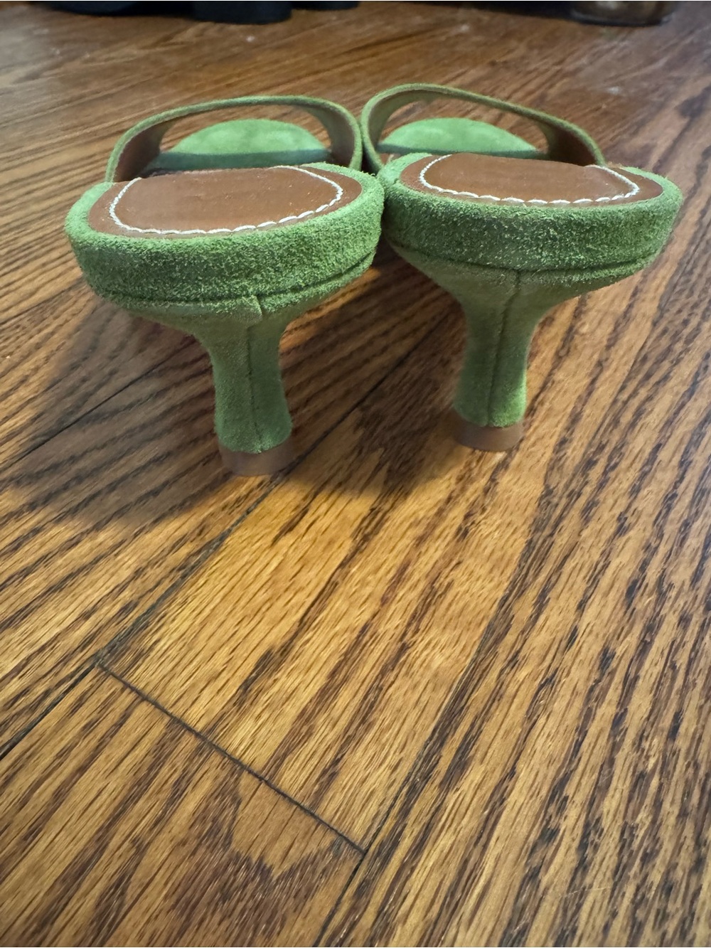 STAUD Brigitte Green Suede Slide Mules - Picture 2 of 3